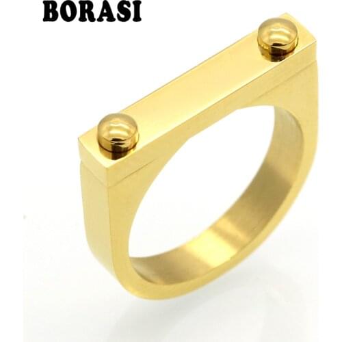 Solid Fashion Screw Love Ring Punk Rock Finger Ring Gold Color Lucky Rings For Women Stainless Steel Ring Jewelry Wholesale