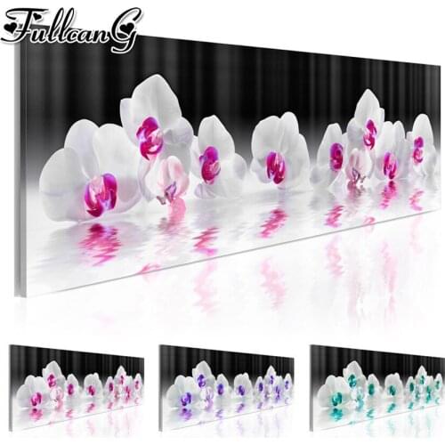 FULLCANG full square round drill large diy 5d diamond painting orchids blossom flower mosaic embroidery sale home decor FC1970