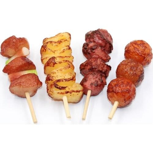 2pcs Cute Mini Play Toy BBQ Skewer Simulation Food Miniature For Doll House kitchen Decoration Crafts Childrens Play Toys