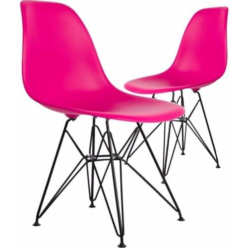 Popular Black metal Leg modern Dining Side Chair / Plastic and Metal Leg Side Chair Modern Simple design loft wire Chair-2PCS