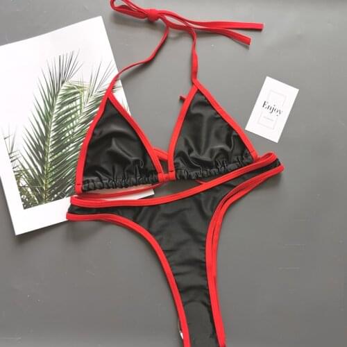 Sexy Bikini Micro Swimwear Womens 2020 G-String Swimming Black Beachsuits Super Sexy Bandage Thong Mini High Cut Bikinis Summer