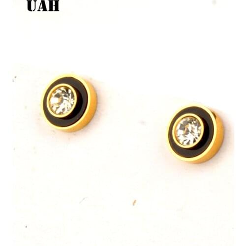 UAH Popular Style Stainless steel High Quality Zircon Stone White Luxury Daily Wear Earrings For women Girls