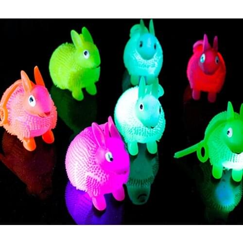 50pcs/lot Glowing Rabbit Bouncy Ball Kids Toys Led Toys Birthday Party Supplies Kid Gift Ball batteries Built Safe Eco-friendly