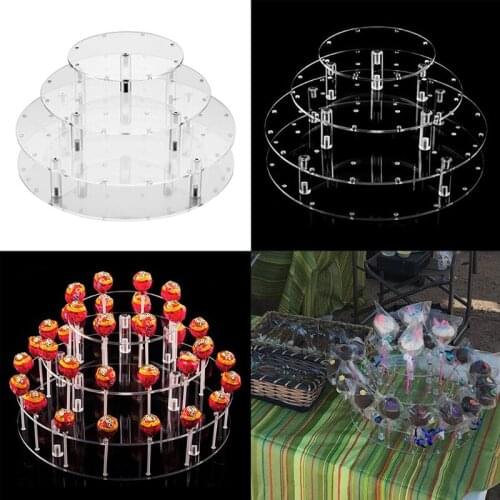 T21D 35 Hole Cake Pops Display Stand Acrylic Transparent Lollipop Display Shelf for Annversary Birthday Wedding Party