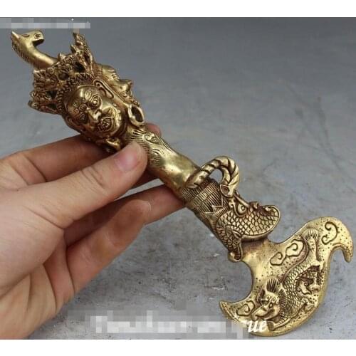 Tibet Mahakala Wrathful Deity Dragon Phurba Dagger Holder Faqi Statue