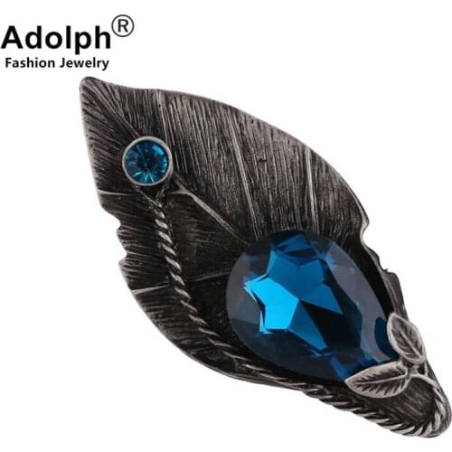 ADOLPH Star Jewelry Vintage Rhinestones Leaf Student Brooch Pins Fashion Metal Scarf Pins Christmas Banquet Weddings Accessories