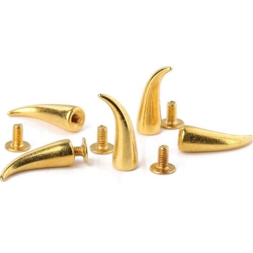 100sets 21mm Golden Cat Claw Spots Cone Leathercraft Rivet Studs Spike Screwback Bullet Punk Spikes Rivets For Leather