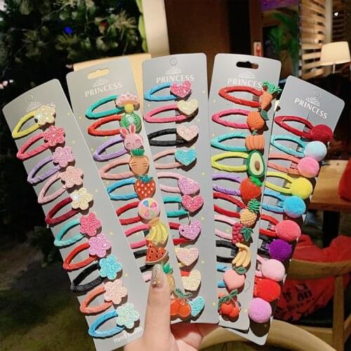 5/10pcs/Set Cute Cartoon Animal Fruit Harpins For Girls Sweet Hair Clips Barrettes Lovely Headband Kids Fashion Hair Accessories