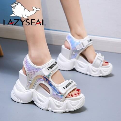 LazySeal Platform Sandals Muffin Bottom 2020 Symphony Chunky Super High Heel Student Increase Summer Beach Shoes Sandalias Mujer
