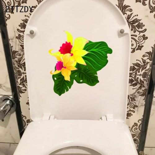 ZTTZDY 22*22.5CM Flower Leaves Cartoon Kids Room Wall Sticker WC Decor Toilet Decal T2-0623