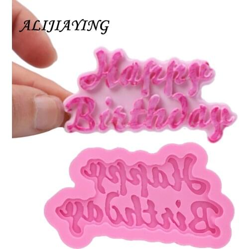 1Pcs Letters Fondant Mold Happy Birthday Cupcake Decorating Cake Border Silicone Chocolate ,Sugarcraft Cake D1174
