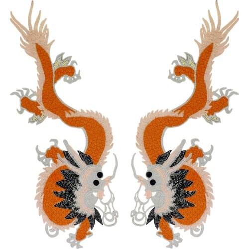 5pairs Big Dragon Embroidery Fabric Patches Soft Motif Applique Clothes Jacket T-shirt Decorative Sewing Accessories TH1190
