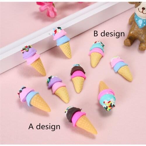 8pcs/lot Handmade Polymer Clay Miniature Ice Cream Cone Simulate Food Trinket For Creative Diy Phone Shell Decoration Art Supply