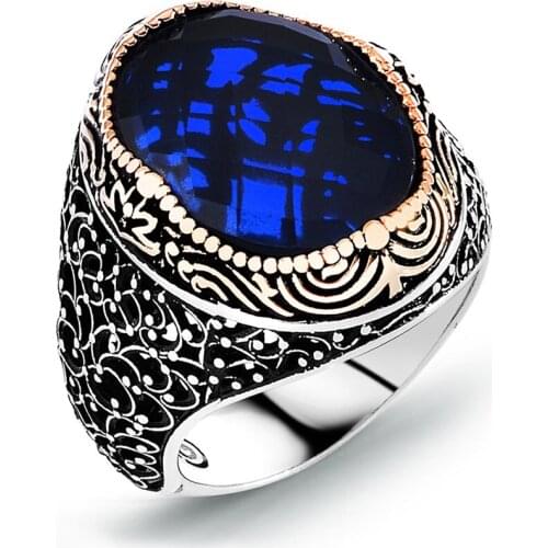 925 sterling Silver Parlement Blue Zircon Stone Ring