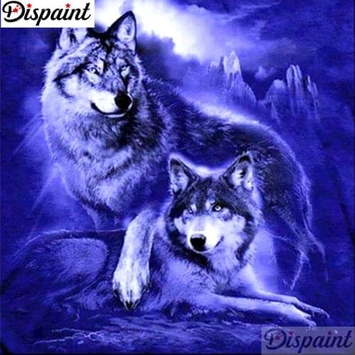 Dispaint Full Square/Round Drill 5D DIY Diamond Painting "Animal wolf scenery" 3D Embroidery Cross Stitch 5D Home Decor A12149