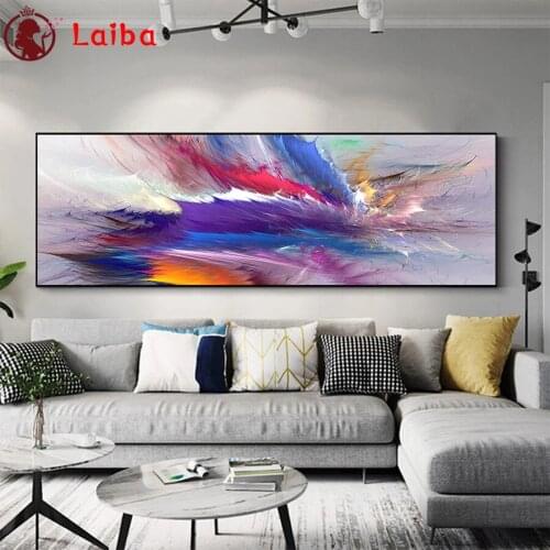 5d diamond painting Abstract art, colorful clouds and water diy full square drill diamond embroidery round diamond mosaic view