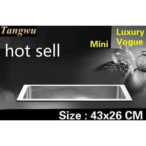 Free shipping Apartment luxury wash vegetables kitchen manual sink single trough 304 stainless steel small 43x26 CM