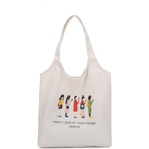 Rufuni ins canvas bag womens single shoulder girl college style tote bag shopping all-match bag bag