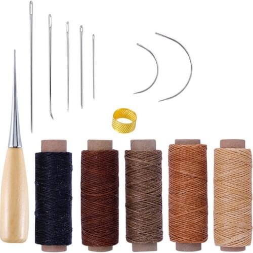 Arts Crafts Sewing Shoes Repair Tools Needle Stitching Thread Hand Awl Leather Craft Kit Set