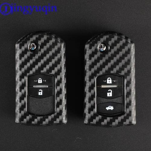 Jingyuqin 2/3 Carbon Silicone Remote Folding Car Key Case Cover For Mazda CX-5 CX5 CX-7 CX7 3 2 6 Atenza CX-9/CX9 MX5