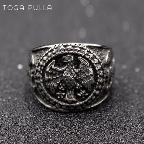 Personal Gothic Punk Eagle Ring Mens 316L Stainless Steel Biker Rings Cool Male Hip Hop Jewelry Gift