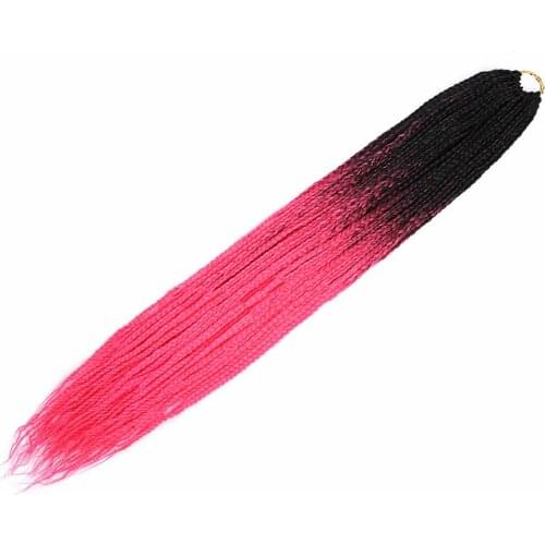 Crochet Box Braids Ombre Pink Hair Blue 24 Strands Synthetic Crochet Hair Extensions 100g/pc Heat Resistant Fiber For Women