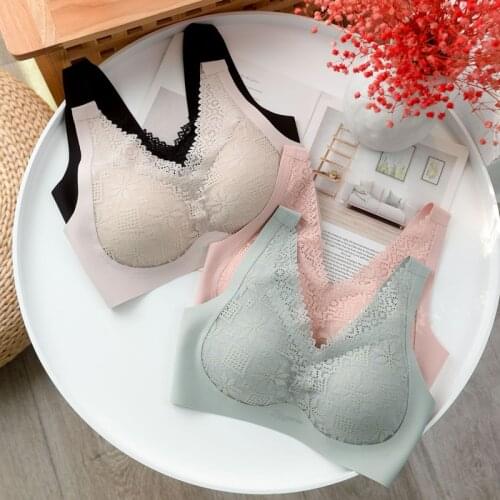 Latex Underwear Lace Sexy Sleeping Women Bra Gathers Winter Autumn Intimate Female Sports Fitness Wireless Brassiere