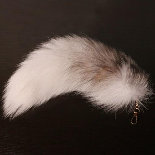 Cute Wolf Fox Tail Fur Car Keychains For Women Men Pompom Pendant Key Ring Holder Fluffy Keychain Accessories