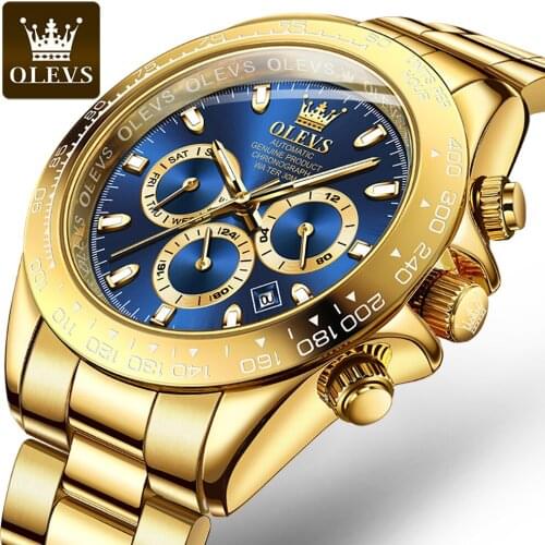 Olevs Mens Automatic Mechanical Watch Waterproof Stainless Steel Strap Mens Mechanical Watch Fashion