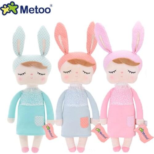 Soft Metoo Dolls Pink Green Rabbit Plush & Stuffed Toy Party Decoration Toys for Children Girls Angela Doll Cute Kids Gift 5083