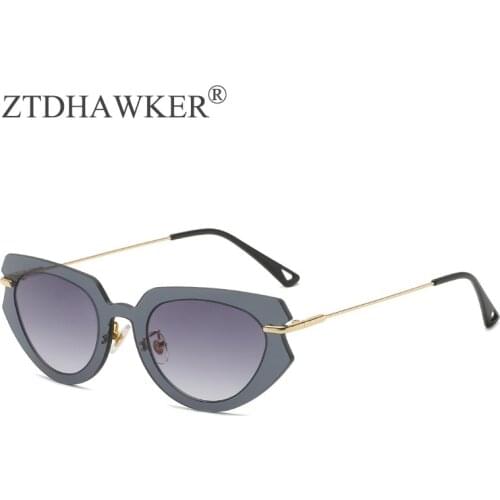 2021 New Fashion Personality Metal Cats Eye Sunglasses Trend Street Photo Sexy Versatile Gradient Glasses UV400