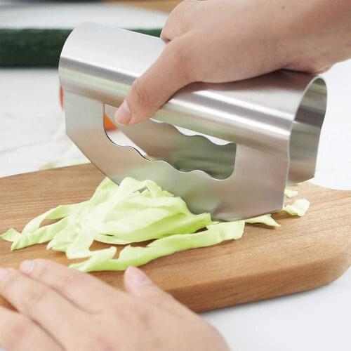 Mezzaluna Salad Chopper Double Blade-Stainless Steel Salad Chopper Knife with Double Blade Protective Covers Kitchen Tools