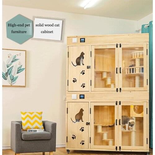 Super large solid wood thermostatic cat delivery room & thermostatic breeding cat cabinet & double cattery cat cabinet