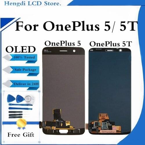 OLED 5.5" LCD For Oneplus 5 A5000 LCD Display Touch Screen Digitizer Assembly For OnePlus5T A5010 Dispaly Screen Replacement