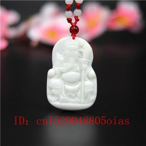 Natural White Chines Jade Dragon Warrior Pendant Necklace Charm Jewellery Fashion Accessories Carved Amulet Gifts for Women Men