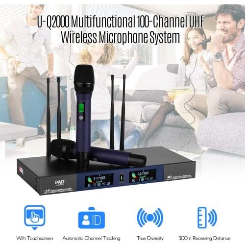 PAB U-Q2000 Multifunctional 100-Channel UHF Wireless Microphone System True Diversity with Touchscreen