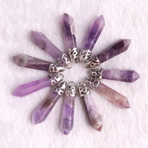 24/50/100pcs/lot Assorted Natural Stone Pendant 32*8mm Pillar Crystal Pendants For Charms Jewelry Making Necklace Earrings