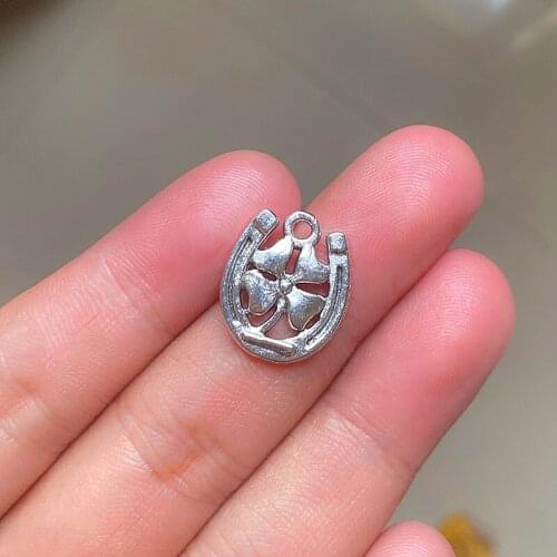 30Pcs/Lot Horseshoe Lucky Clover Charms Pendants,Tibetan Silver Color Diy Women Bracelet Earring Aesthetics Accessories Jewelry