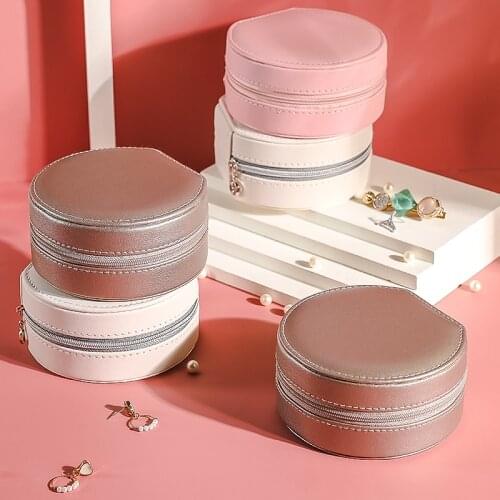 Portable Double Layers Zipper Jewelry Packaging Display With Mirror Ring Earrings Necklace Storage Box Organizers Jewelry Tray