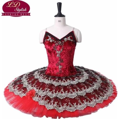 Adult Red Professional Ballet Tutu The Red Shoes Stage Performance Costumes Girls Ballet Dance Competition Apperal Ballet Skirt