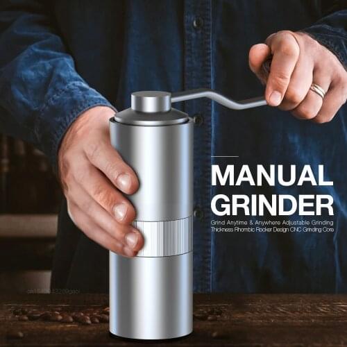 Coffee Grinder Mini Stainless Steel Burr-CNC Hand Manual Coffee Grinder Bean Machine Burr Grinders Mill Kitchen Coffee Machine