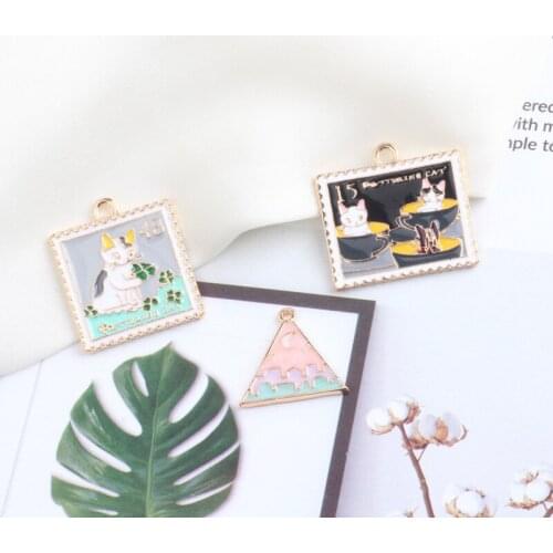 DIY alloy accessories dripping pendant soft cute cat stamp night earring jewelry earrings bracelet material
