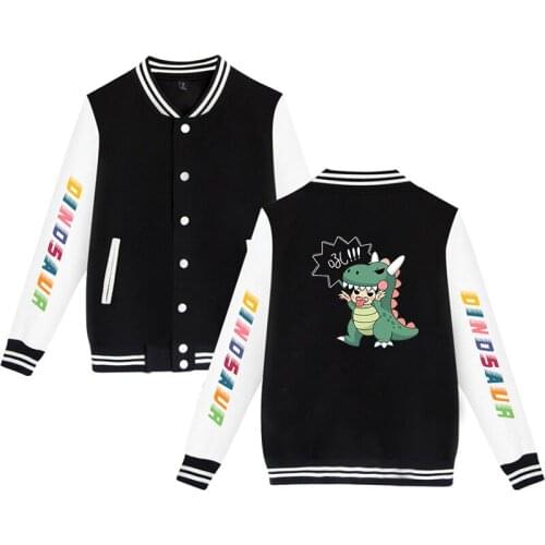 Dinosaur Cartoon Cute Kawaii Baseball Jacket Coat Fashion Men Women Hoodie Sweatshirts Tops Long Sleeve Boy Girl Hoodies Jackets