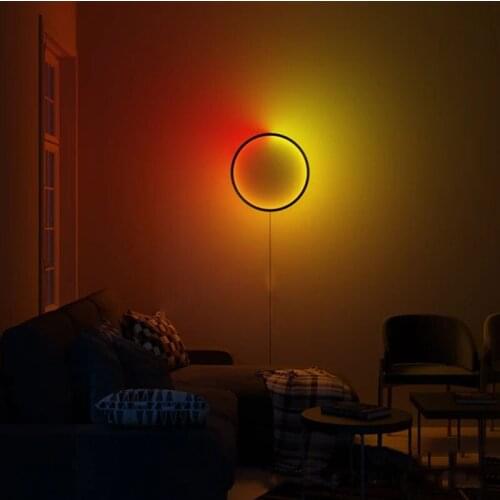 Modern Design LED Wall Light Living Room Sofa Circle RGB Wall Lamp with Remote Control modern colorful LED wall lights for home
