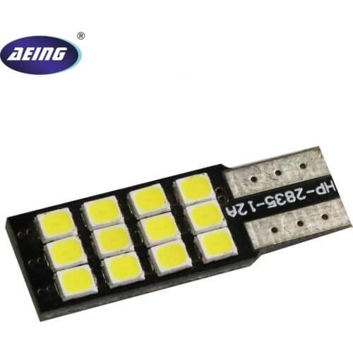 AEING 1 piece T10 W5W LED Light Bulbs Car White NO OBC Canbus Error Free 12SMD Side Wedge/License Plate/Door/Reading lights Lamp