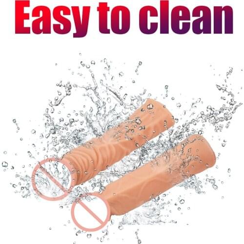 Penis Extender Enlarger Condom Soft Realistic Dildo Reusable Condoms Enhancer Enlargement Men Cock Sleeve Sex Toys For Men