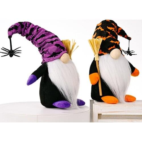 1pc Halloween Decoration Broom Witch Faceless Doll Props Table Ornaments 22cm Party Supplies Decoration