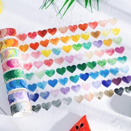 Vintage Gradient Color Heart-shaped Washi Paper Sticker DIY Diary Journal Decoration Label Sticker Album Scrapbooking