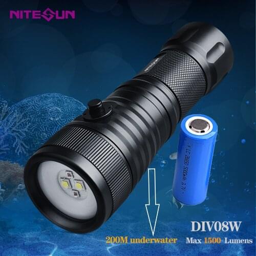 NITESUN DIV08W diving video flashlight Max 1500 Lumens underwater 200M IPX-8 Waterproof diving ligth For underwater photography
