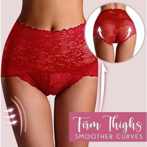 High Waist Lace Panties Women Semi-perspective Women Briefs Plus Size Underwear Ultra-thin Seamless A66